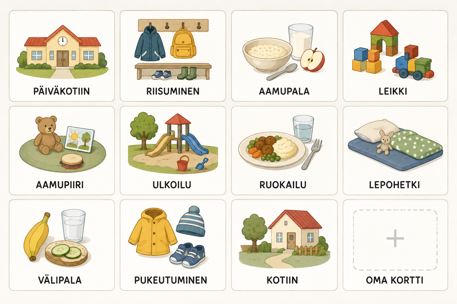 Päiväkoti – kuvallinen päiväjärjestys
