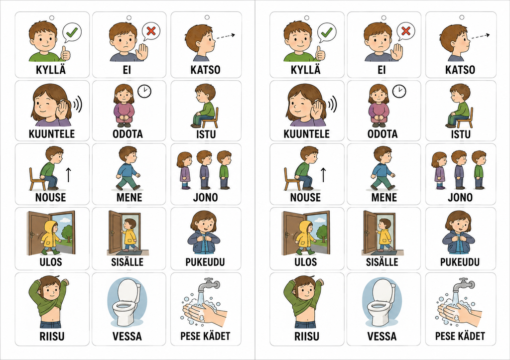 Kommunikointi & arjen taidot – kuvalliset kortit | Ladattava PDF