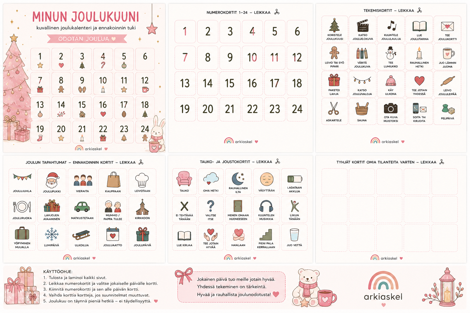 Minun joulukuuni – kuvallinen joulukalenteri ja ennakoinnin tuki | Ladattava PDF