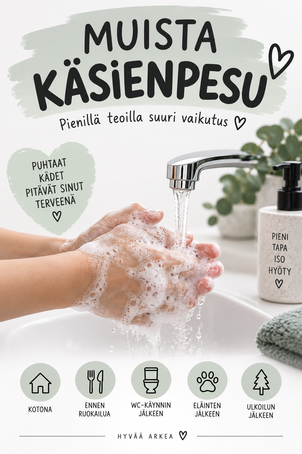 MUISTA! Hampaidenpesu ja käsienpesu, 2 laminoitua A4-muistutustaulua
