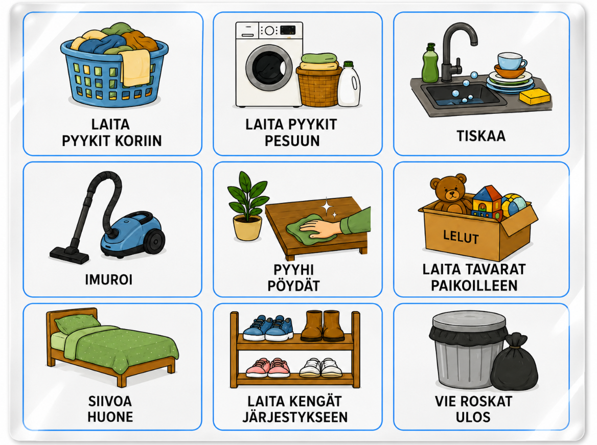 Siivoustaulu – kuvallinen tehtävä- ja palkintotaulu