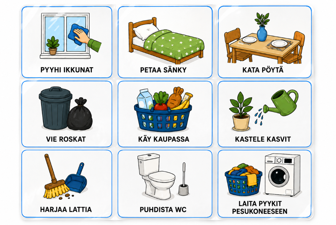 Siivoustaulu – kuvallinen tehtävä- ja palkintotaulu