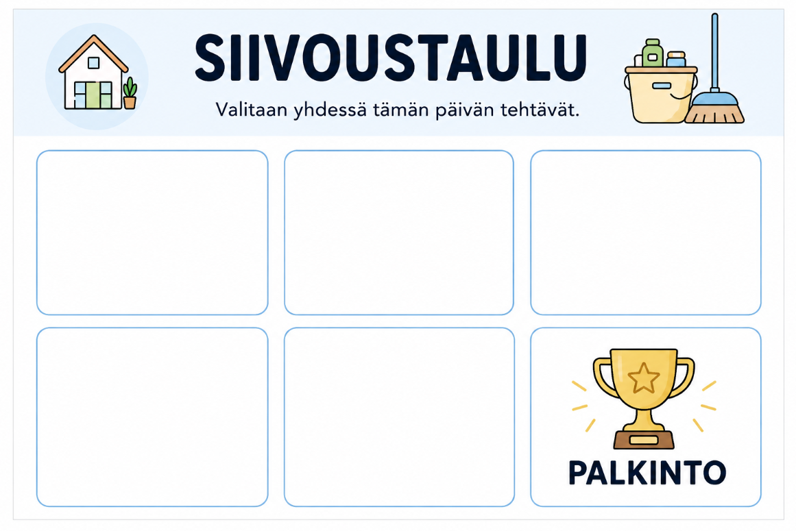 Siivoustaulu – kuvallinen tehtävä- ja palkintotaulu