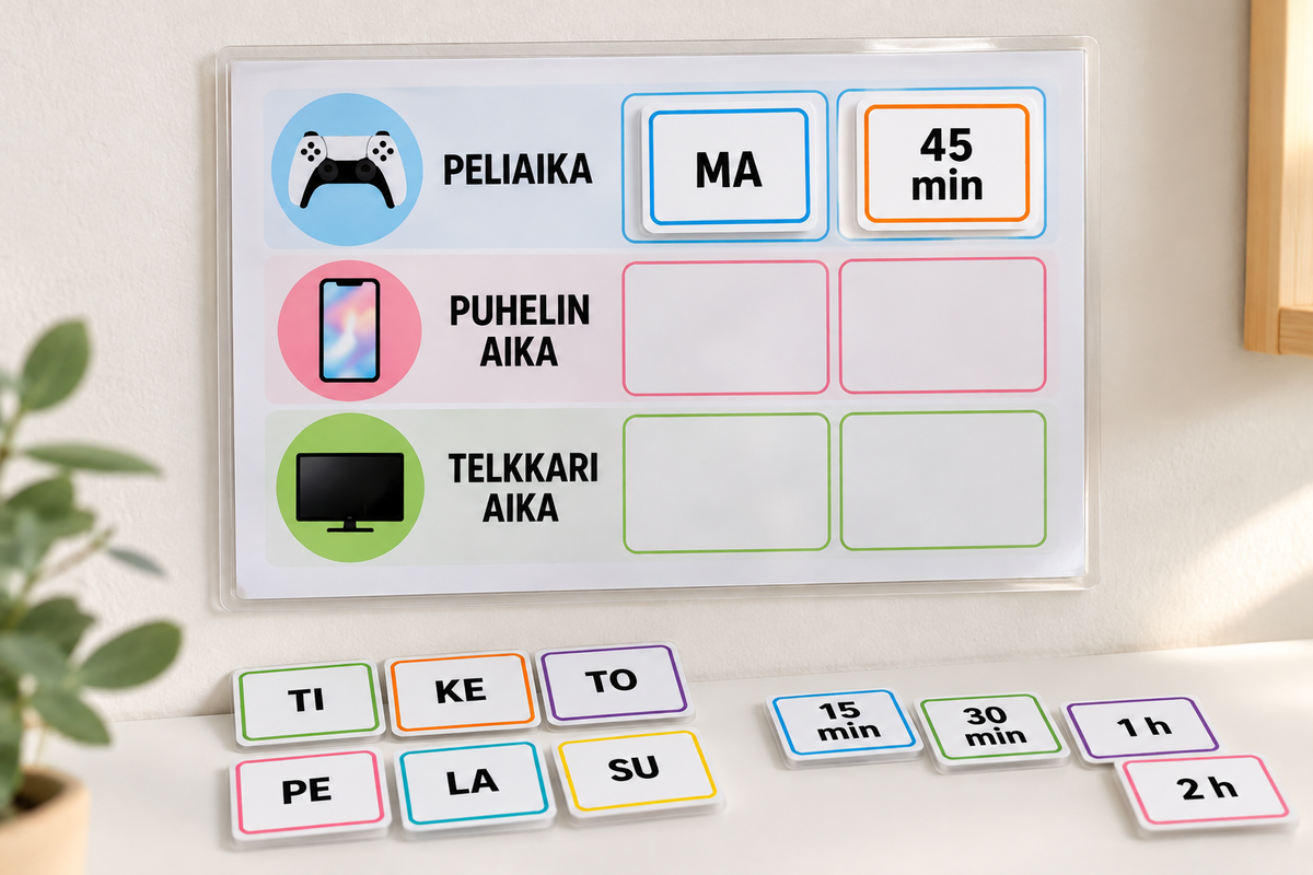 Ruutuaikataulu lapselle – laminoitu A4